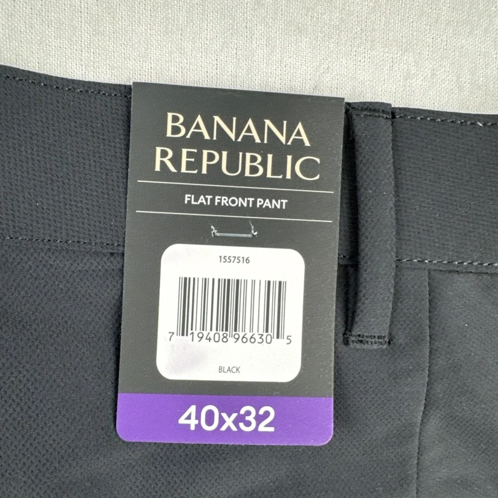 New! Lot of 2 Banana Republic Lightweight Flat front Pants 40*32 Black Beige